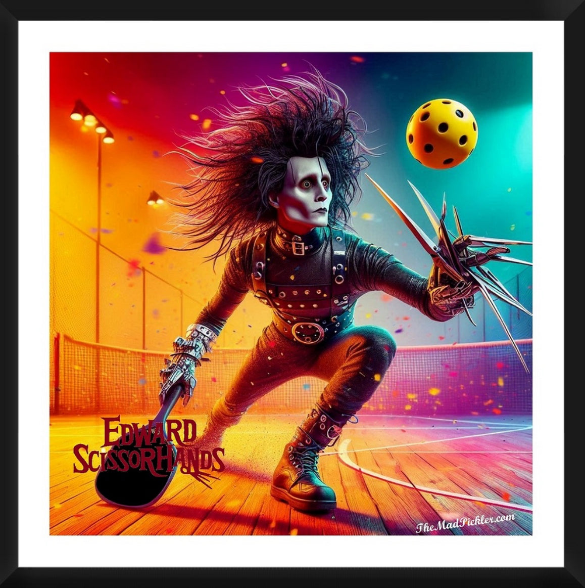 Edward Scissorhands Pickleball Framed Artwork 16x16