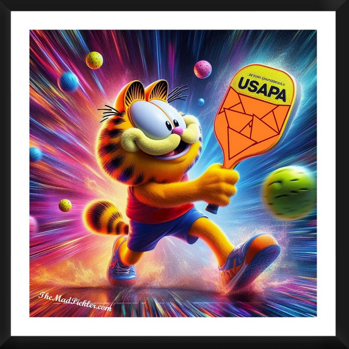 Garfield Pickleball Framed Artwork 16x16