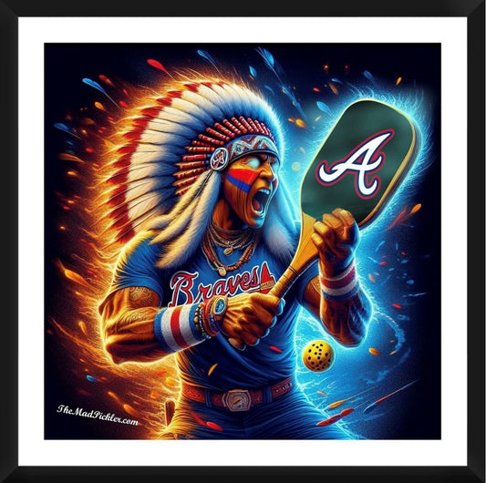 Atlanta Braves Pickleball Framed Artwork 16x16