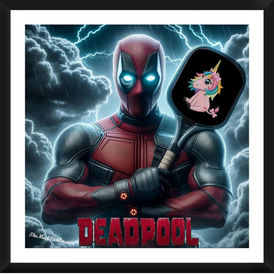 Deadpool Unicorn Pickleball Framed Artwork 16x16