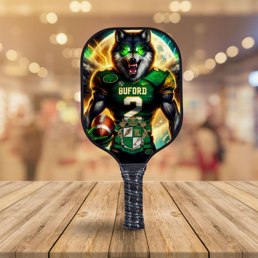 Buford High School Wolf - Full Moon - Pickleball Paddle