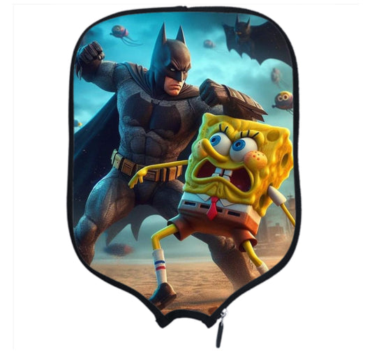 Spongebob Vs Batman - Pickleball Paddle Cover