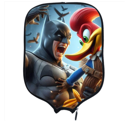 Woody The Woodpecker Vs Batman - Pickleball Paddle Cover