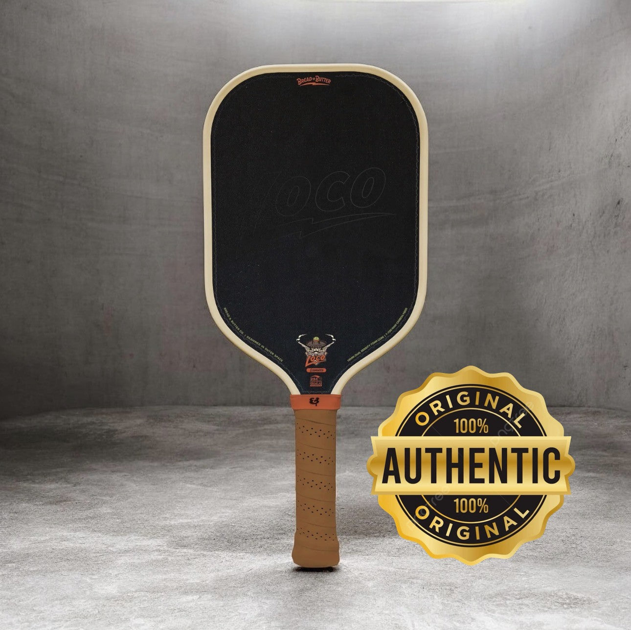 Bread & Butter Loco Elongated Tan Pickleball Paddle & Cover