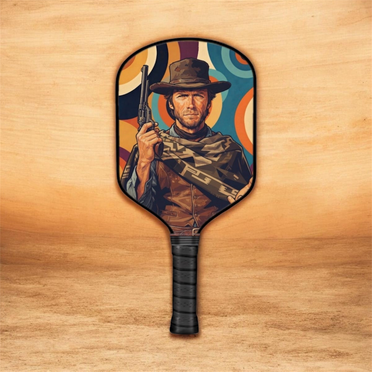 Man With No Name - Clint Eastwood - TV Icons - Pickleball Paddle 