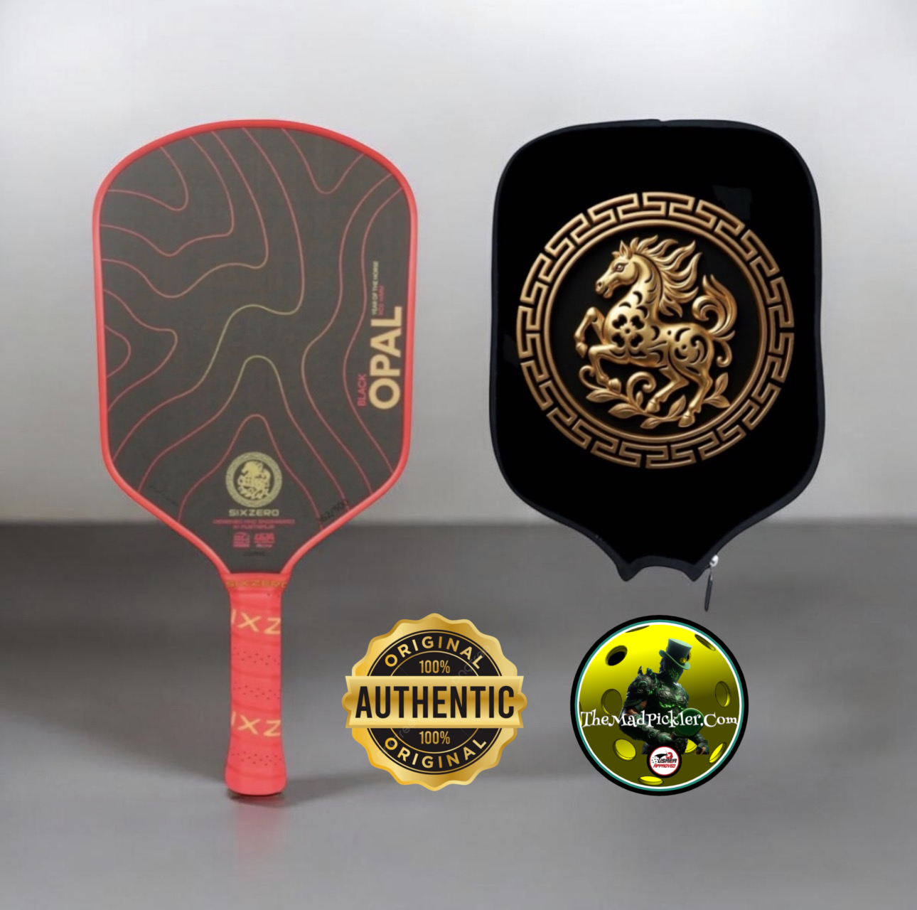 Six Zero - Black Opal 'Year of the Horse' Edition Pickleball Paddle & Mad Pickler Cover