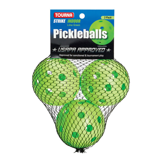 Tourna Strike Indoor Pickleballs Lime Green 3 Pack