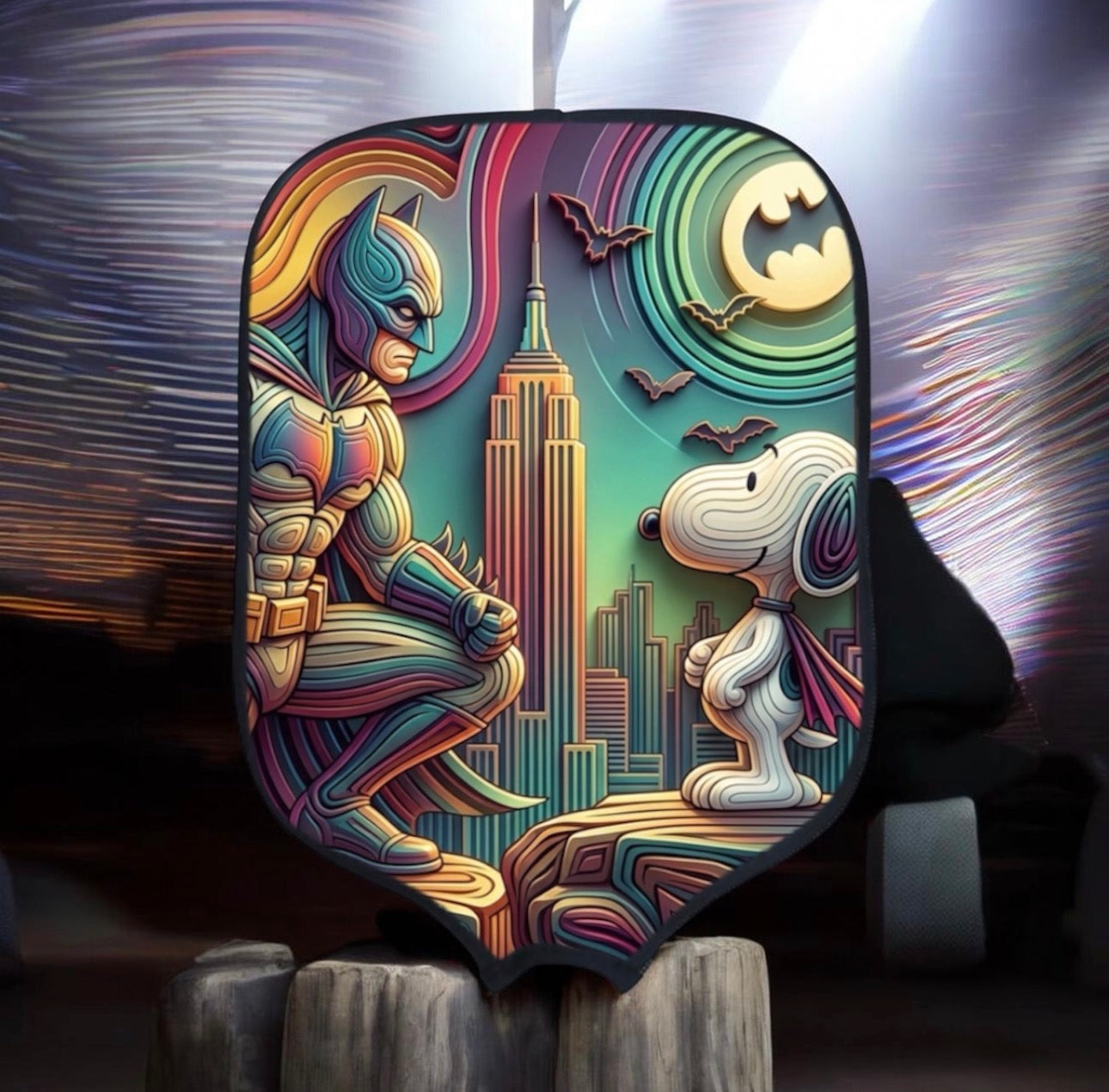 Peanuts - Snoopy Meets Batman - Pickleball Paddle Cover