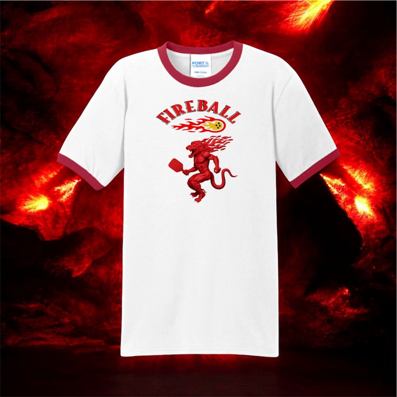 Fireball Dragon Ringer Pickleball T-Shirt
