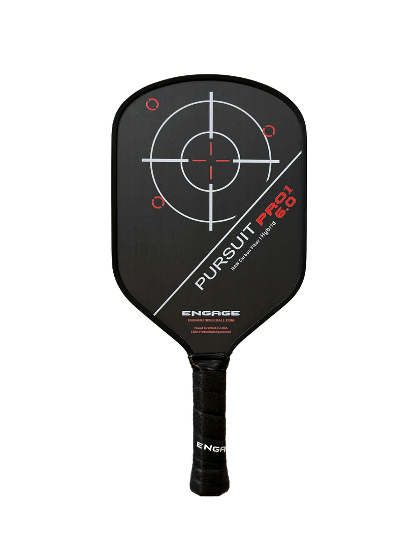 Engage Pursuit Pro1 6.0 Hybrid  Fierce Red Raw Carbon Fiber Pickleball Paddle