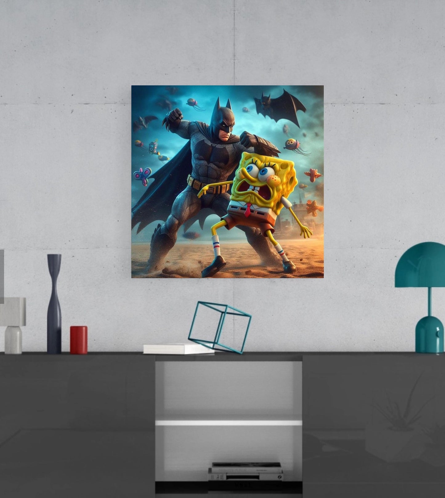 SpongeBob Squarepants vs Batman -  Canvas Hi-Res Wall Artwork (Copy)