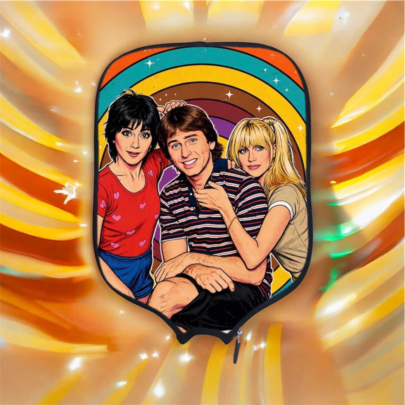 Three's Company - Jack, Janet, & Chrissy - Icons - Pickleball Paddle Cover 