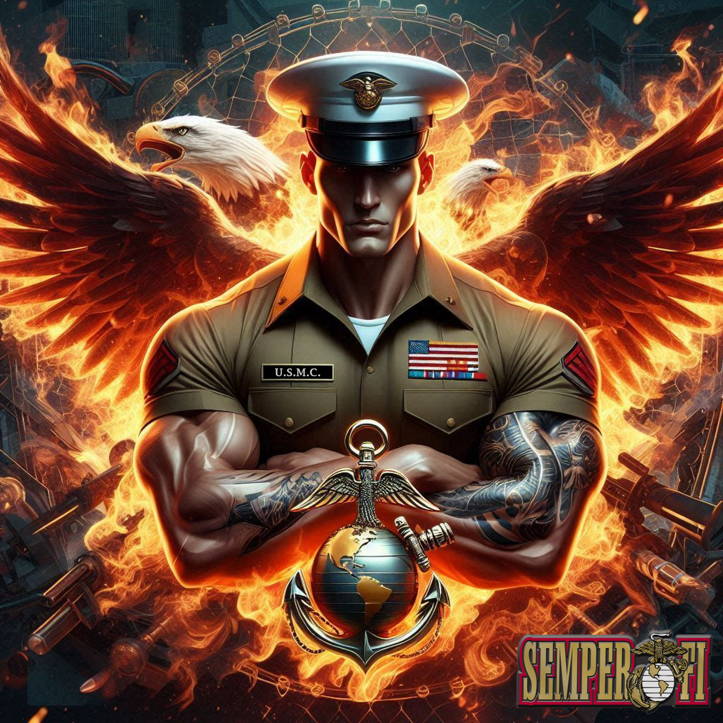 Marines -  Semper Fi - Ready To Hang  Canvas Hi-Res Wall Artwork