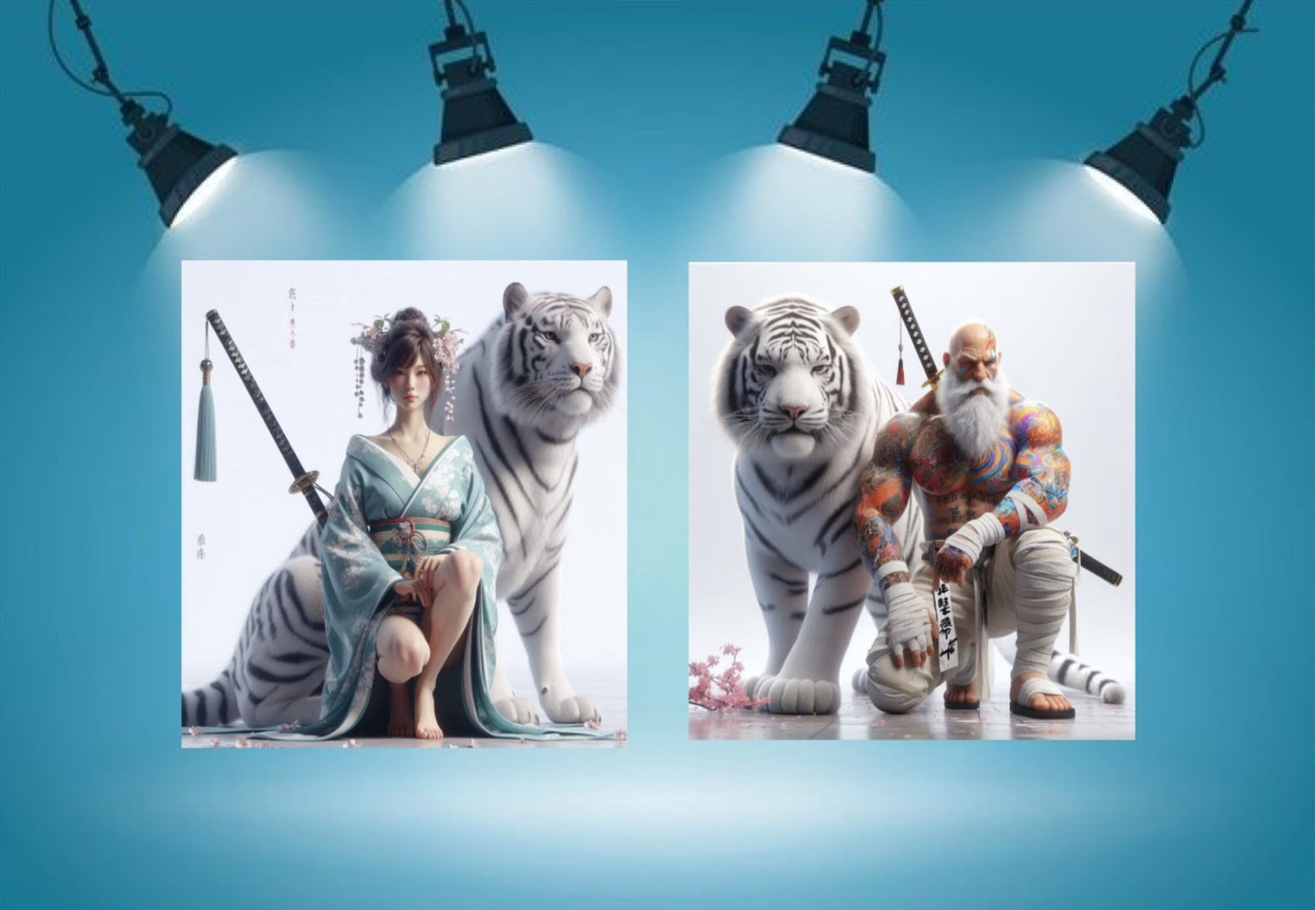 Mei, Zhono and White Tiger Fang - Set of 2 Canvas Hi-Res Wall Artwork