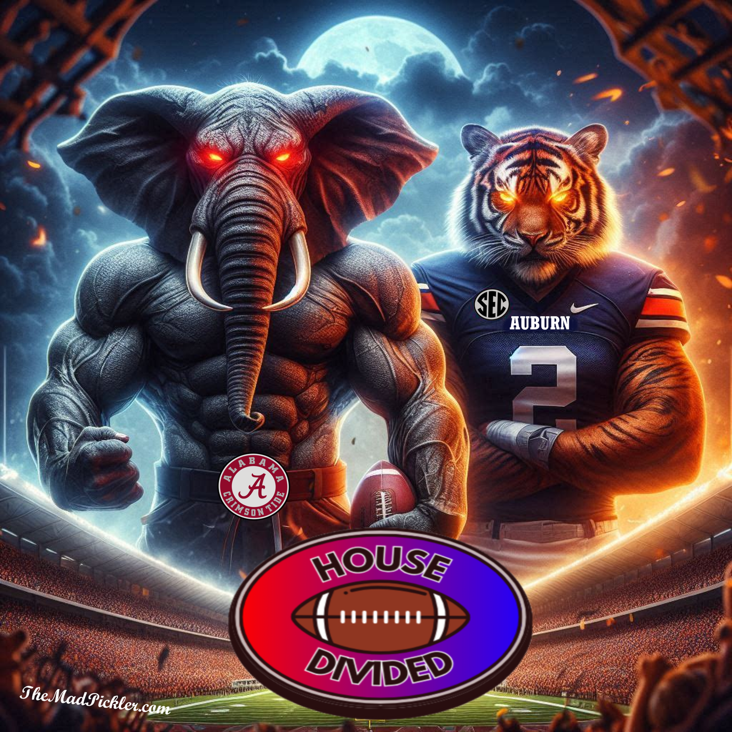 Alabama/Auburn -  House Divided Series -Ready To Hang  Canvas Hi-Res Wall Artwork