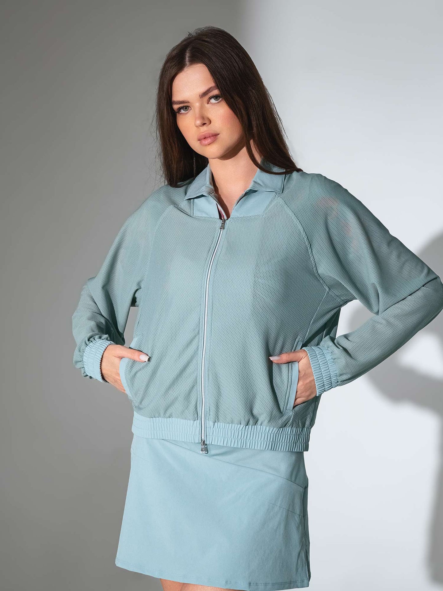 BAILA Mesh Athletic Jacket | Two-Way Zip Performance Bomber