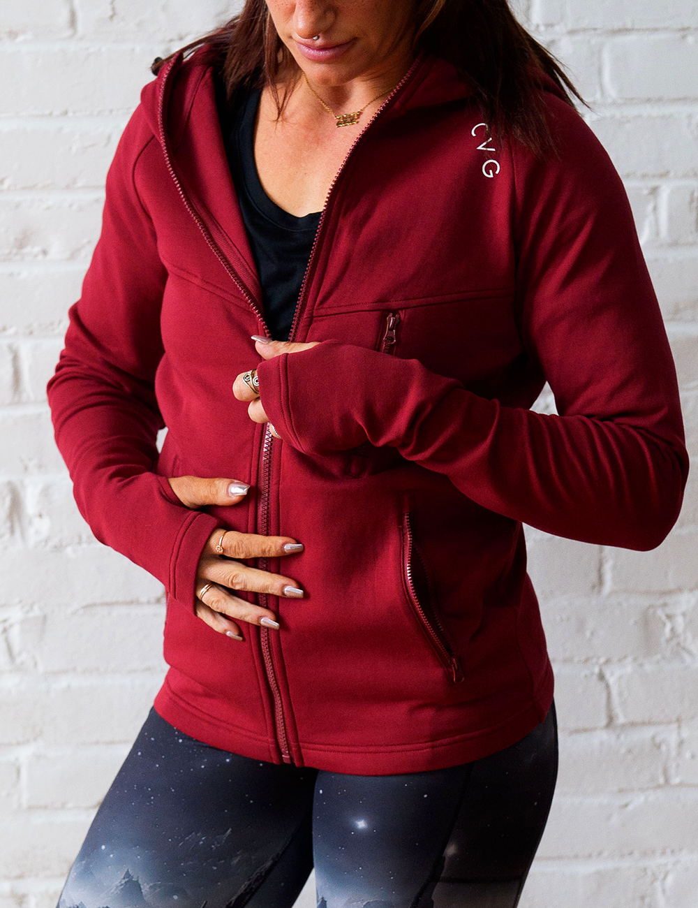 Rest Day Zip Up Sweatshirt | Dark Red
