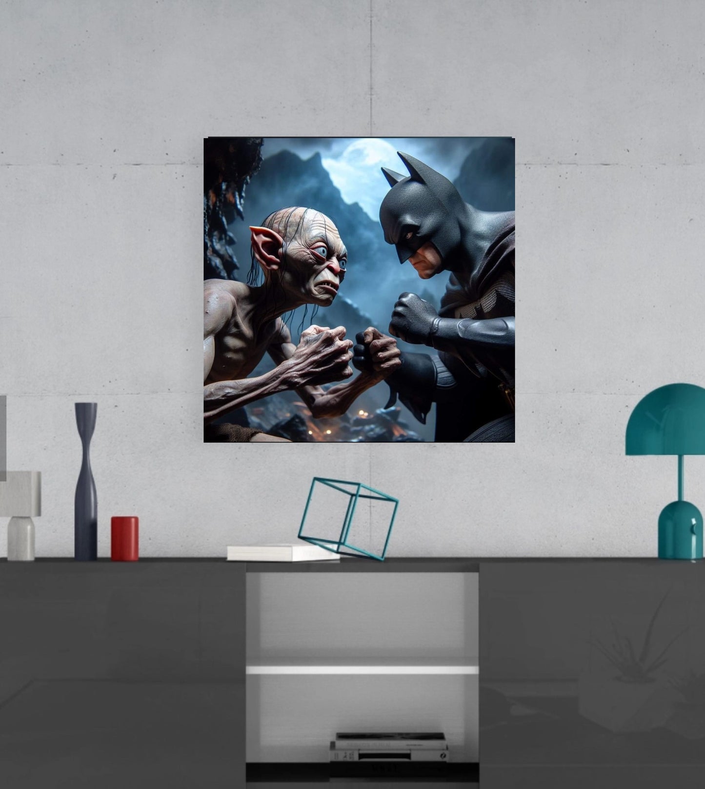 Gollum vs Batman -  Canvas Hi-Res Wall Artwork