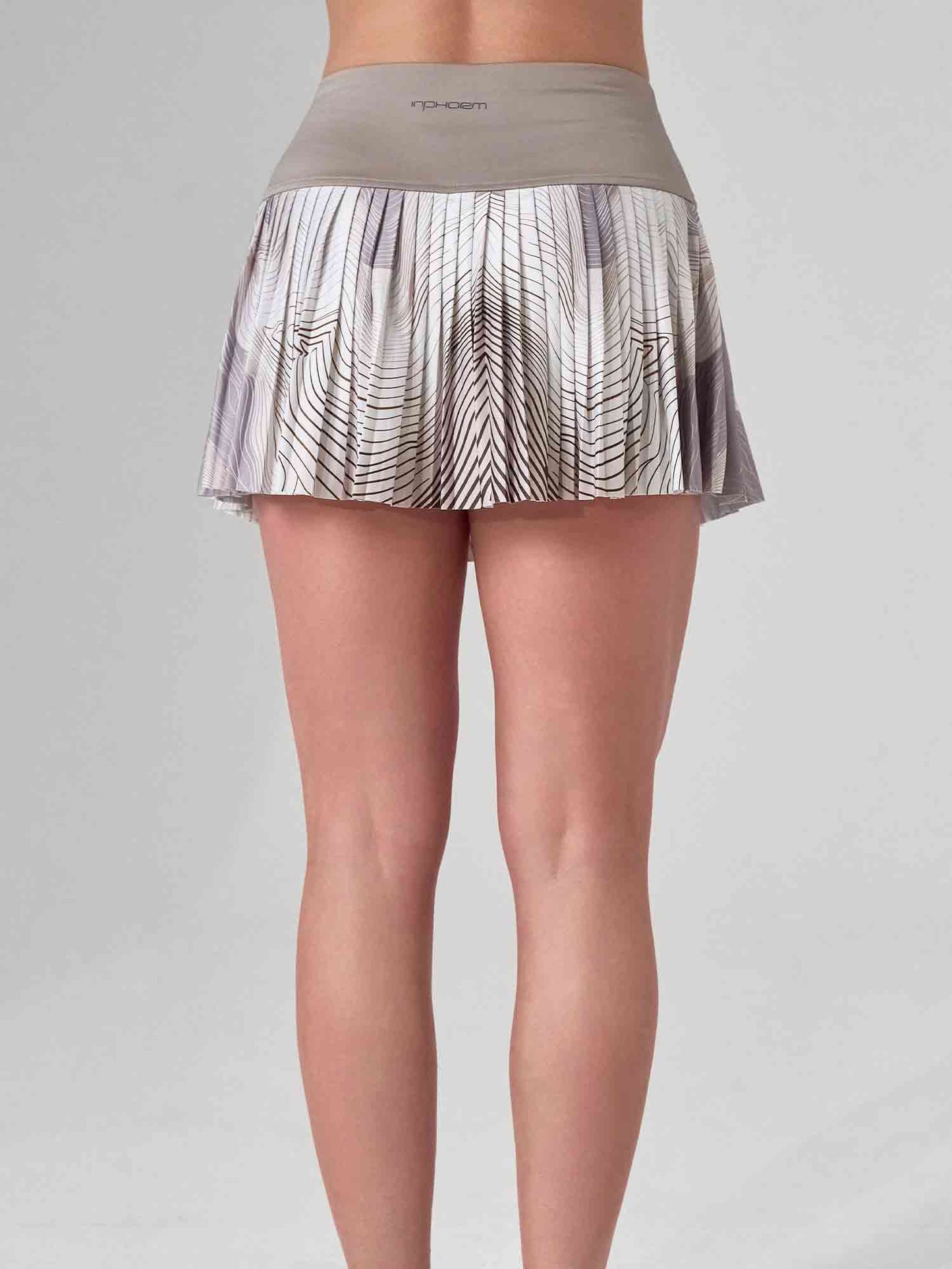 HARPER PLEATED SKIRT | Latte Print Tennis & Pickleball Performance Skirt with Pockets