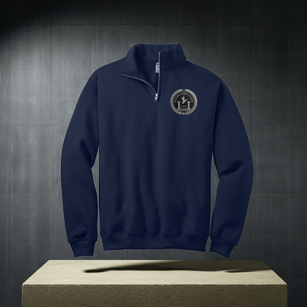 ETHOS Retire Like a God NuBlend Quarter-Zip Cadet Collar Sweatshirt
