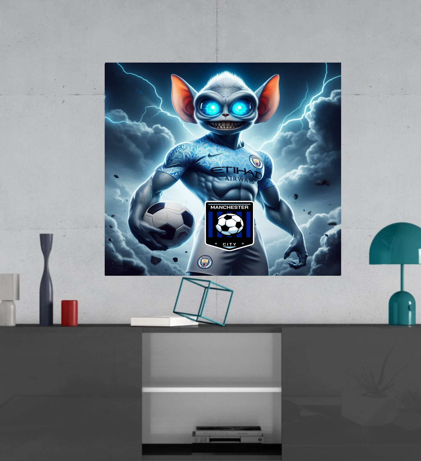 Manchester City FC - Moonchester -  Ready To Hang  Canvas Hi-Res Wall Artwork