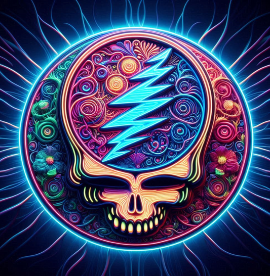 Grateful Dead - Neon Skull -  Ready To Hang  Canvas Hi-Res Wall Artwork