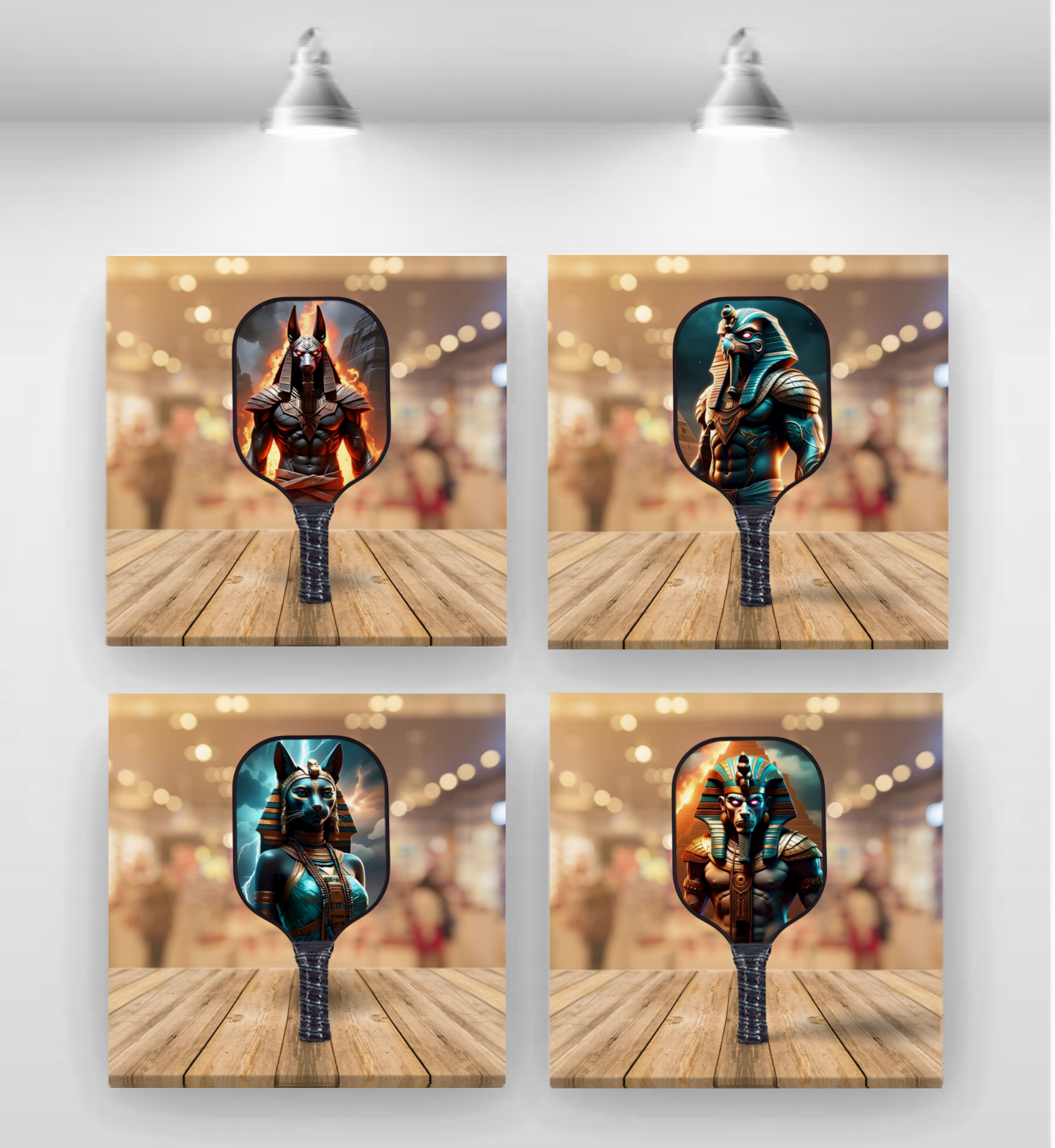 Ancient Egyptian Gods - 4 Pickleball Paddle Set