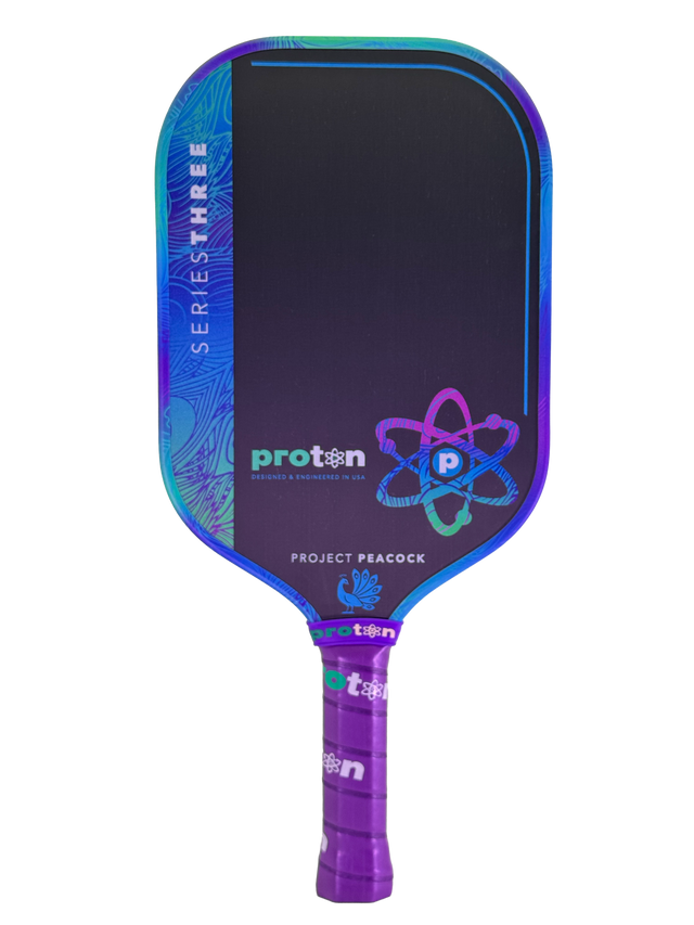 Proton Project Peacock 15mm Elongated Black/Jade/Plum Pickleball Paddle