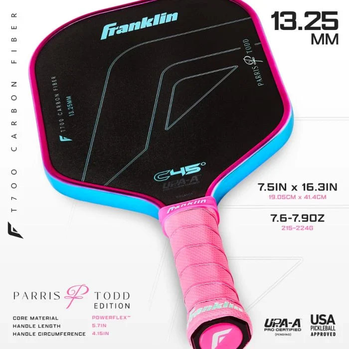 Franklin Parris Todd C45° Series - 13.25MM Pink/Blue Pickleball Paddle