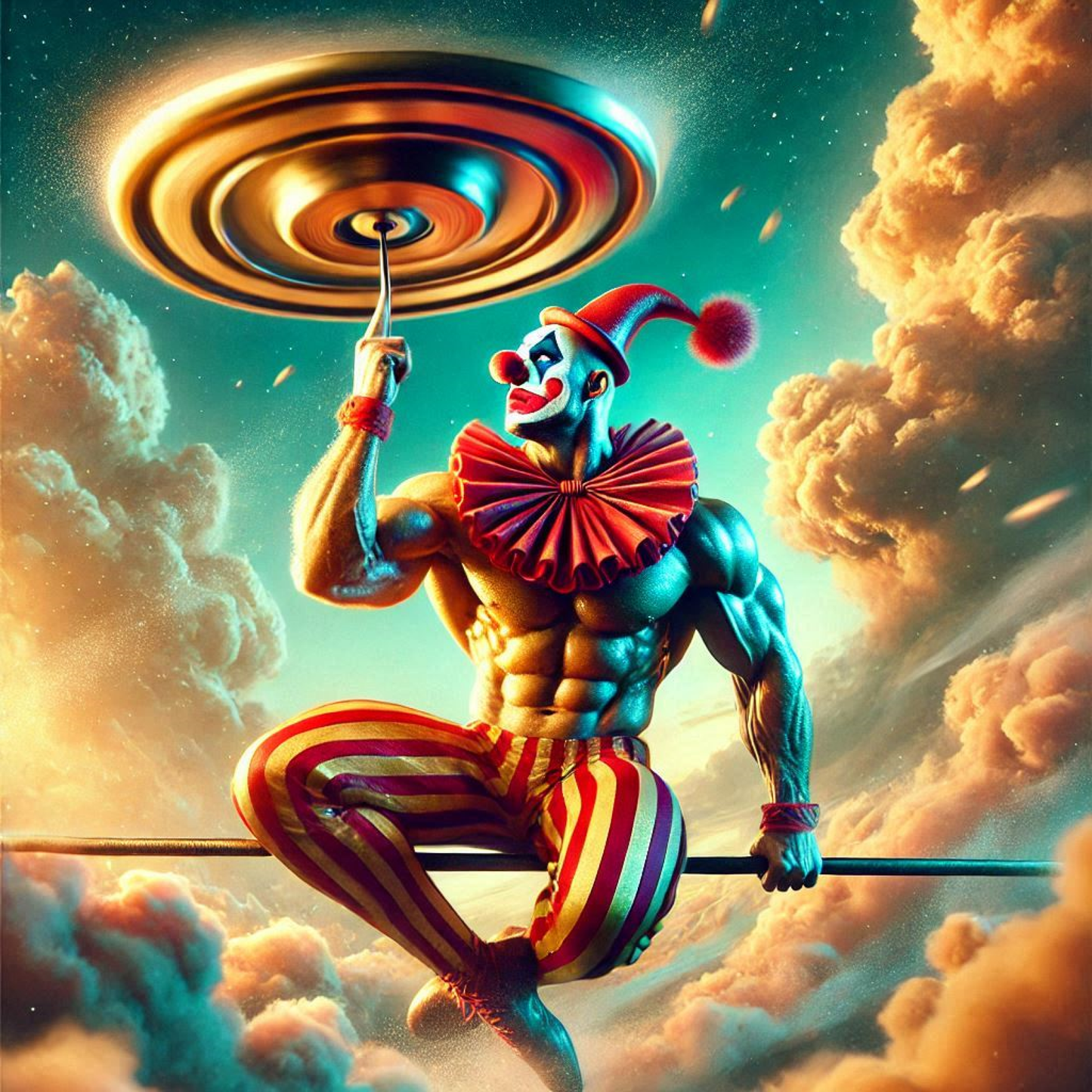 Krazy Clowns - Draco The Plate Spinner -  Ready To Hang  Canvas Hi-Res Wall Artwork