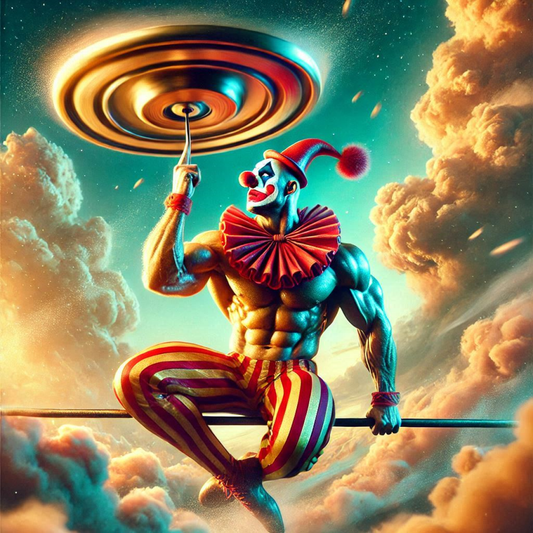 Krazy Clowns - Draco The Plate Spinner -  Ready To Hang  Canvas Hi-Res Wall Artwork