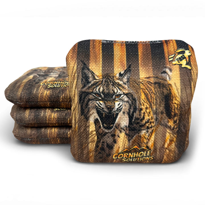 Bobcat/Rustic Stars - Pro Style REC Cornhole Bags – Regulation 6"x6" – Full Set of 8