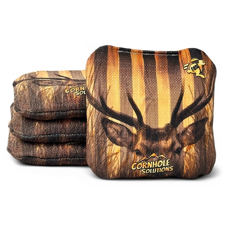 Hidden Deer/Rustic Stars - Pro Style REC Cornhole Bags – Regulation 6"x6" – Full Set of 8