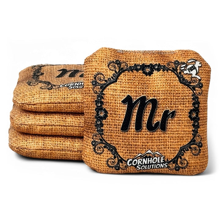 Wedding Mr. Mrs. - Pro Style REC Cornhole Bags – Regulation 6"x6" – Full Set of 8