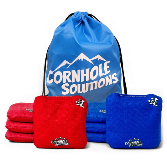 Red/Royal Blue - Pro Style REC Cornhole Bags – Regulation 6"x6" – Full Set of 8