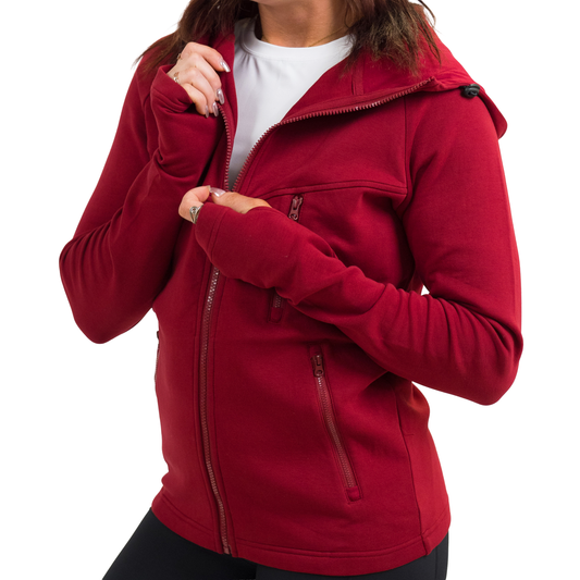 Rest Day Zip Up Sweatshirt | Dark Red