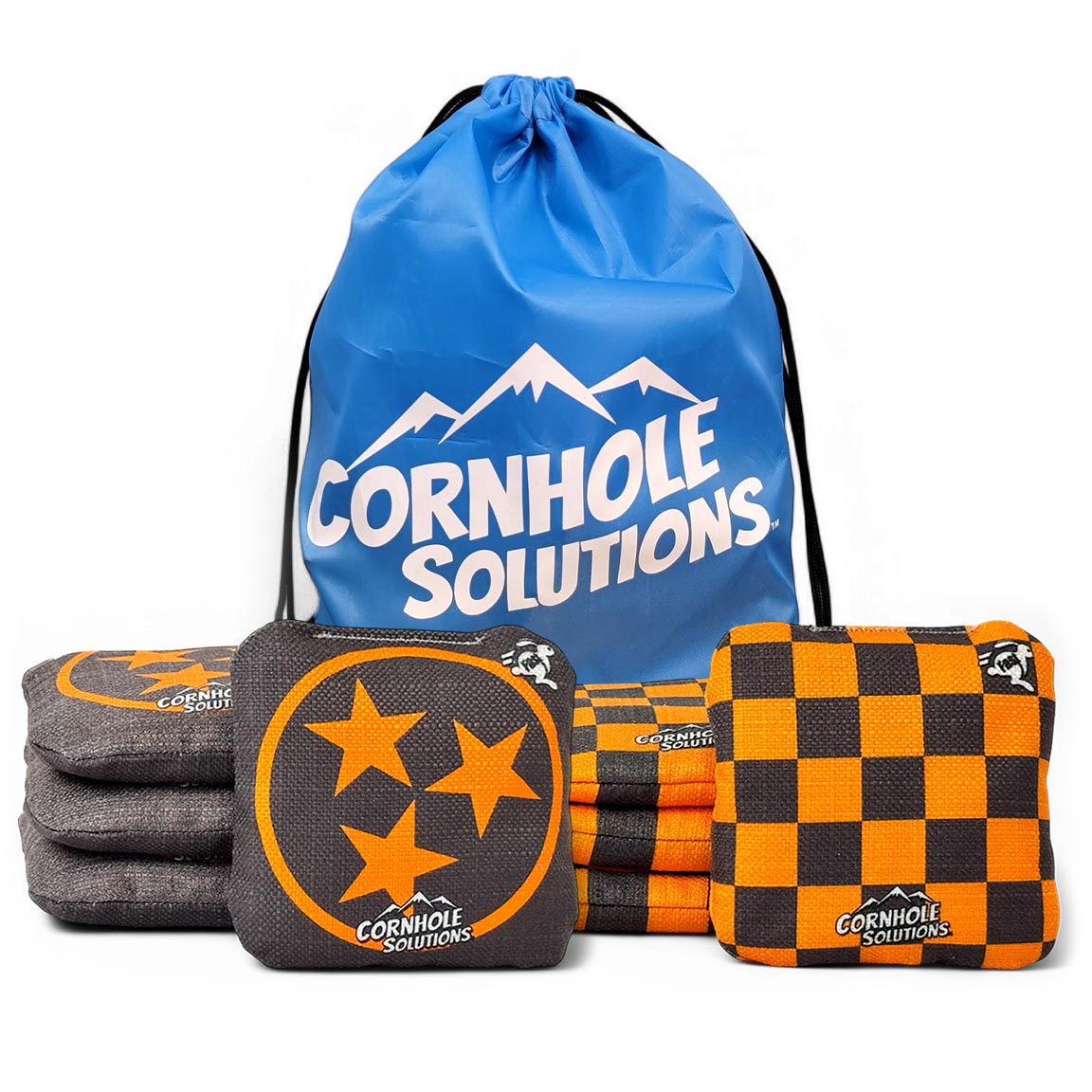 Tri-Star/Checker - Pro Style REC Cornhole Bags – Regulation 6"x6" – Full Set of 8