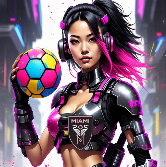 Inter Miami  F.C. - Cyberpunk - Ready To Hang Canvas Hi-Res Wall Artwork