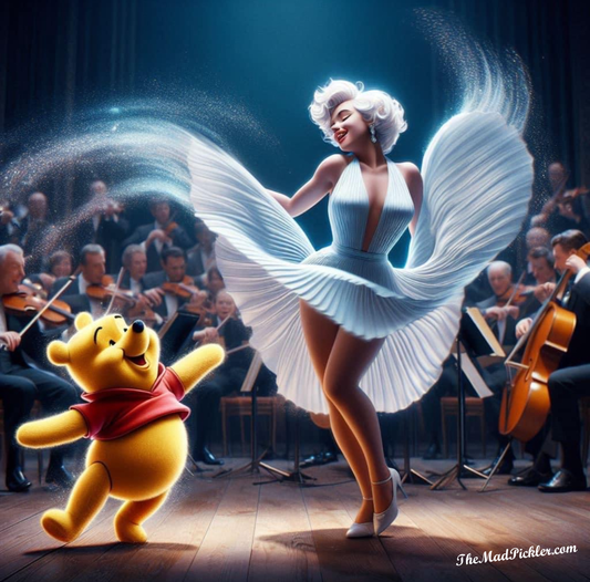 Marilyn Monroe with Winnie The Pooh - Canvas Hi-Res Wall Artwork