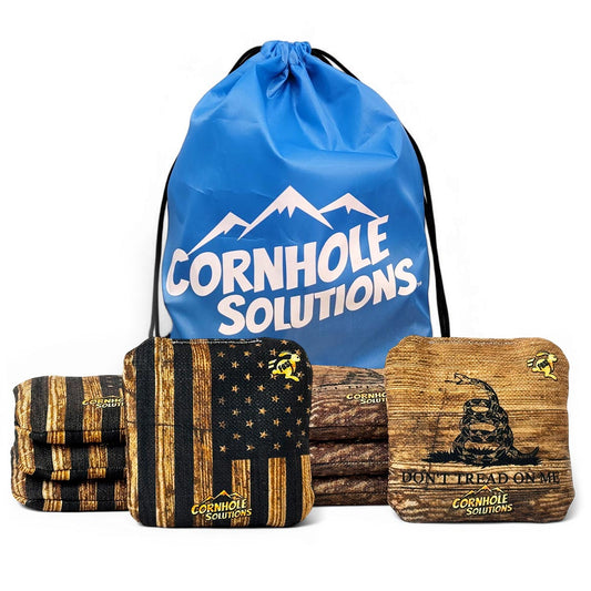 Wood DTOM/Wood Flag - Pro Style REC Cornhole Bags – Regulation 6"x6" – Full Set of 8