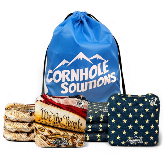 Distressed Stars/WTP - Pro Style REC Cornhole Bags – Regulation 6"x6" – Full Set of 8